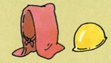 黄色のヘルメットや防災ずきんのイラスト