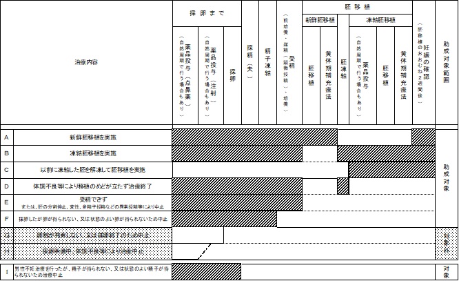生殖補助医療に係るステージと助成対象治療