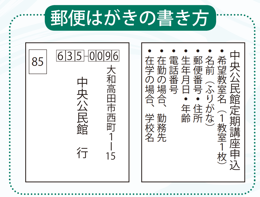 定期講座 郵便はがき(85円)の書き方