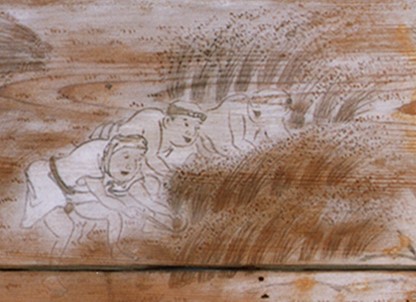 東中の四季農耕図絵馬稲刈り部分