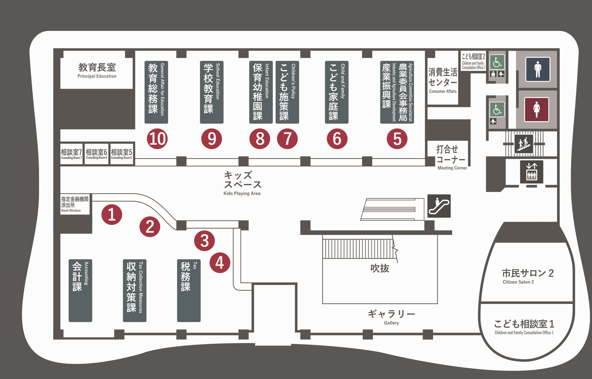 市役所庁舎マップ2階