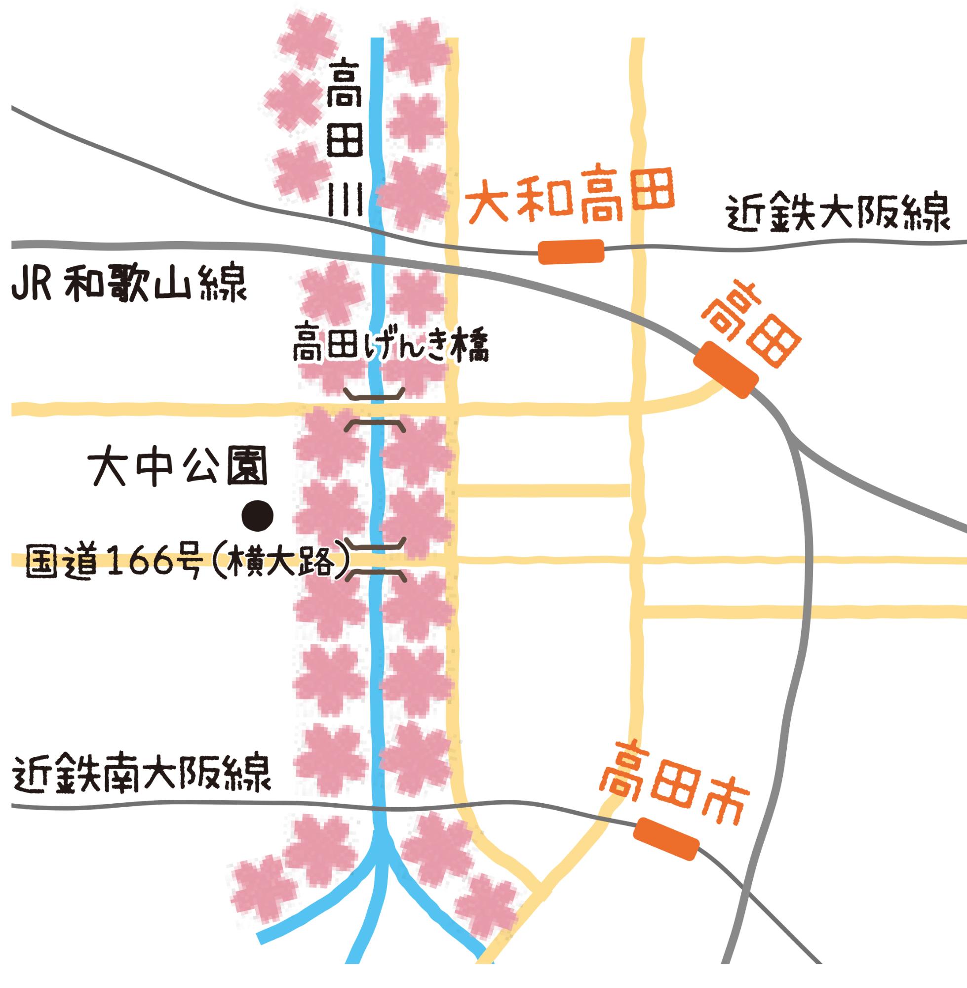 高田千本桜周辺の簡易地図