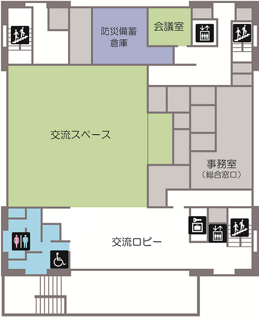 市民交流センター2階の配置図