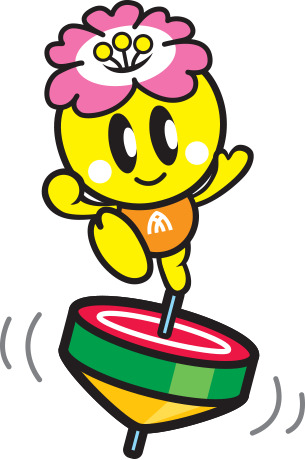 回っているコマの上に乗ったみくちゃんのイラスト