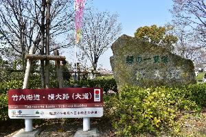 横大路沿いにある緑の一里塚（大中公園内）